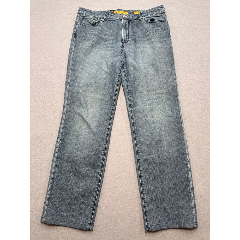 Seven7 Premium Jeans Women's 12 Blue Denim Medium Wash Straight Leg Mid Rise Fit